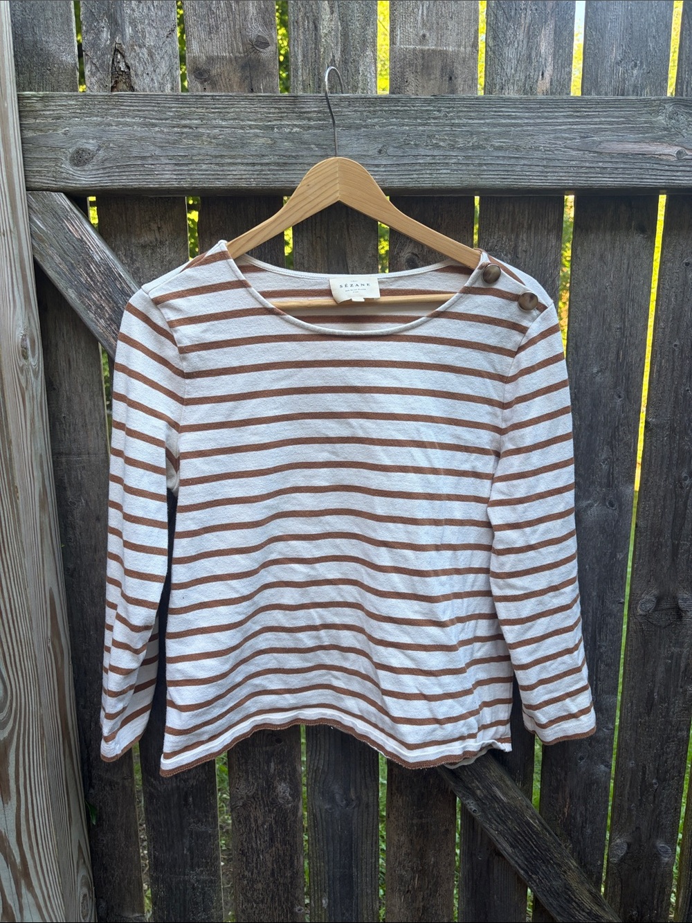 Sezane Boatneck Long-Sleeve Top
